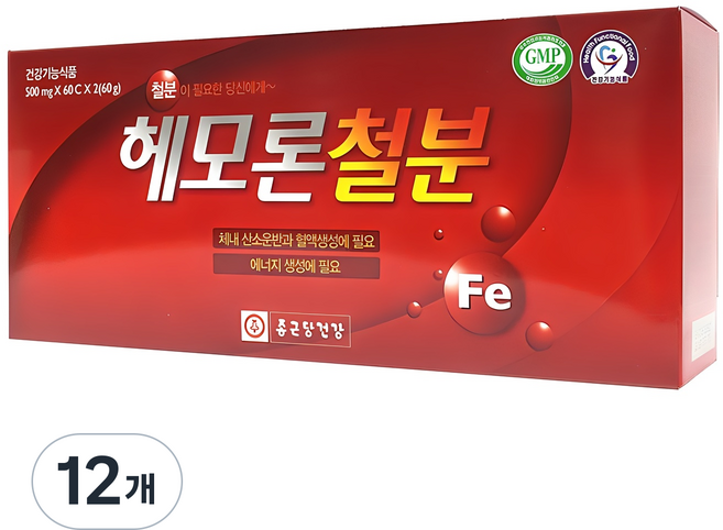 종근당건강 헤모론철분, 60정, 12개