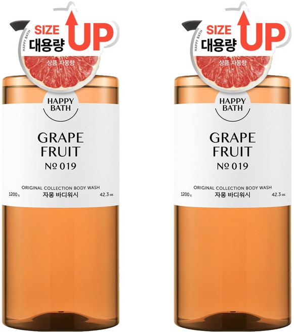 해피바스 오리지널컬렉션 등드름 약산성 대용량 자몽 바디워시, 1.2kg, 2개