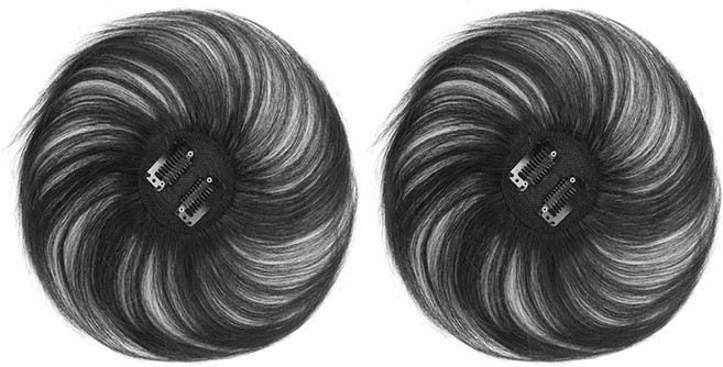 超仿真一片式無痕頭髮片 20cm, 2個, 黑色