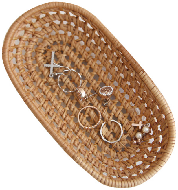 내일의공간 등나무 라탄 트레이 타원형, 1개