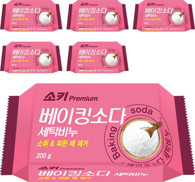 소키 베이킹 소다 세탁비누, 200g, 6개