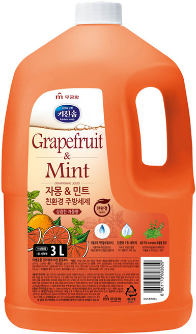 키친솝 자몽 앤 민트 주방세제, 3L, 1개