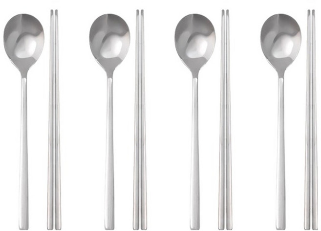 라온누리 국내생산 베이직 한식 수저세트, 숟가락 4p + 젓가락 4p, 4세트