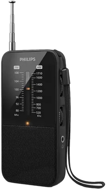 PHILIPS 飛利浦 經典便攜型隨身收音機 11.8 x 5.6 x 2.2cm 1個, TAR1509, 黑色