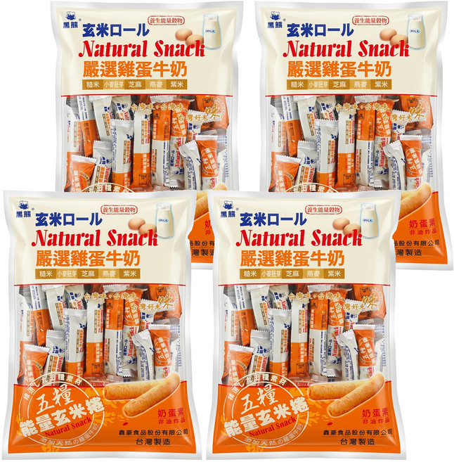 黑熊 五糧能量玄米捲 奶蛋素, 400g, 4袋