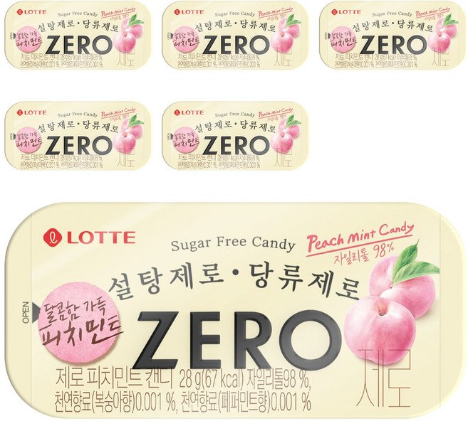 롯데제로 피치민트 캔디, 6개, 28g