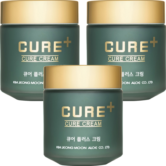 KIMJEONGMOON-ALOE Cure蘆薈鎮靜保濕霜Plus, 3罐, 80g