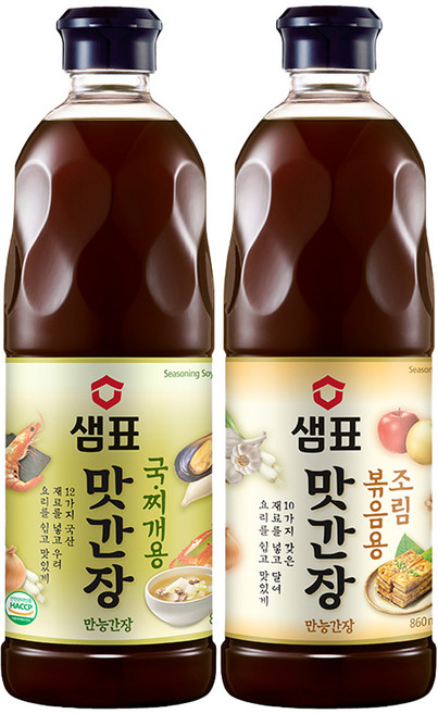 샘표 맛간장 조리볶음용 + 국찌개용 2종, 860ml, 1세트