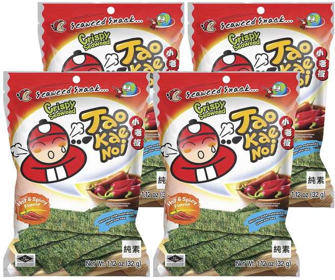 TAO KAE NOI 小老板 厚片海苔 辣香味, 32g, 4包
