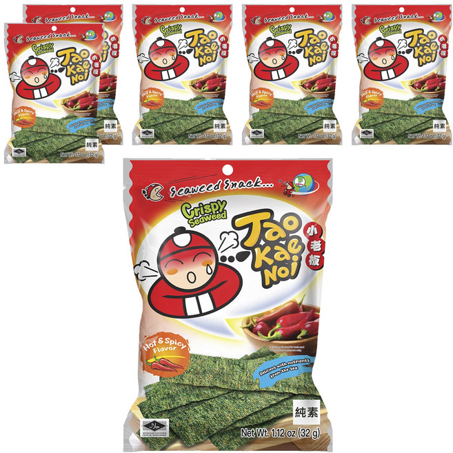 TAO KAE NOI 小老板 厚片海苔 辣香味, 32g, 6包
