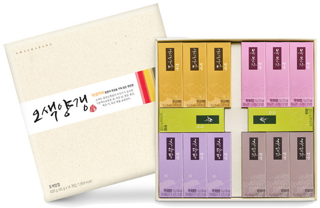 화과방 오색양갱 선물세트, 양갱 14p + 쇼핑백 랜덤 발송, 1세트, 630g