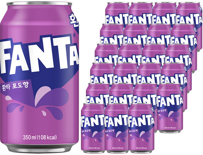 환타 포도향 탄산음료, 350ml, 24개