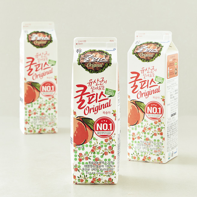 소와나무 쿨피스 복숭아, 930ml, 3개