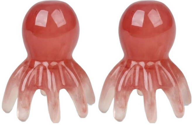 아듄 문어 두피 지압 마사지, 레드, 2개