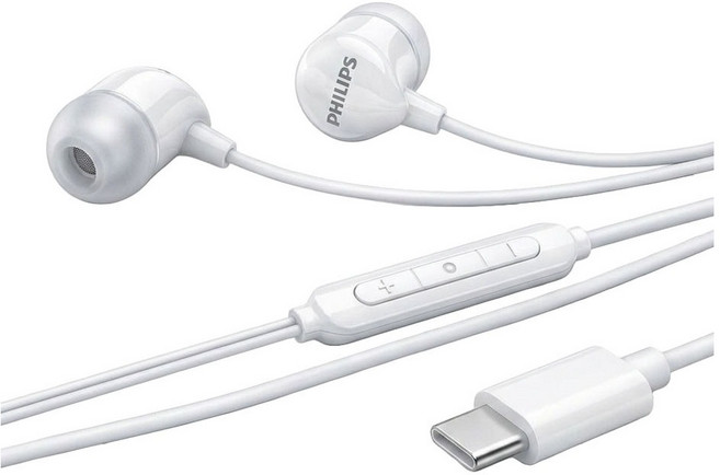 PHILIPS 飛利浦 Type-C 入耳式有線 10mm 驅動單元 高音質 外部降噪 Galaxy iPhone Pro Max 完美直連相容 耳機 TAE2146 白色