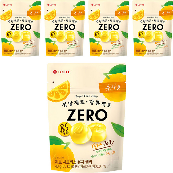 롯데제로 시트러스 유자 젤리, 40g, 5개