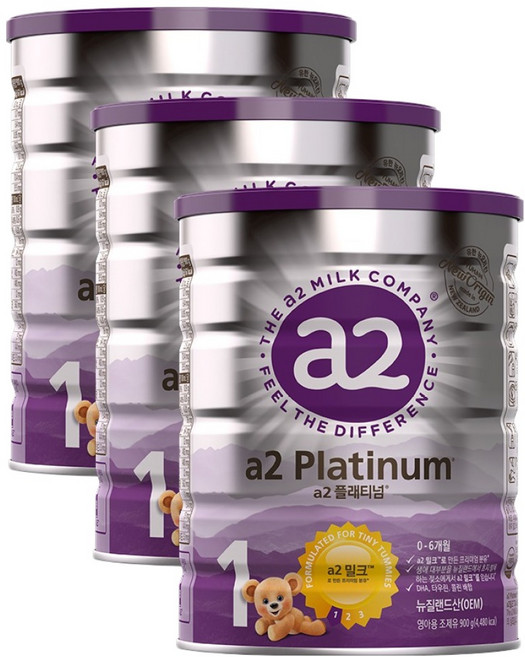 에이투밀크 뉴오리진 플래티넘 A2 단백질 분유 1단계, 900g, 3개