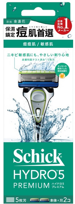 Schick 舒適牌 水次元5Premium刮鬍刀組(1刀把+2刀片) 敏感肌用, 1組, 1組