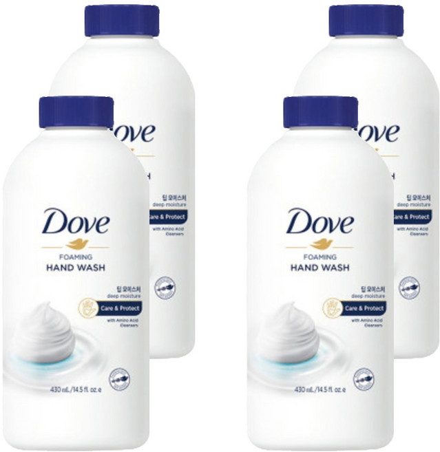 도브 포밍 핸드워시 딥 모이스처 리필, 430ml, 4개