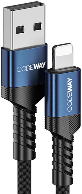 CODEWAY USB A-Lightning 充電傳輸線, 藍黑色, 0.15m, 1條