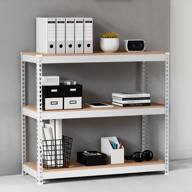 스피드랙 라이트 조립식 철제 앵글 선반, 화이트, 3단