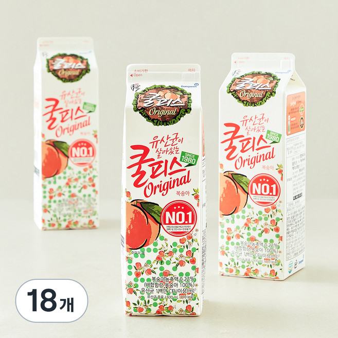 소와나무 쿨피스 복숭아, 930ml, 18개