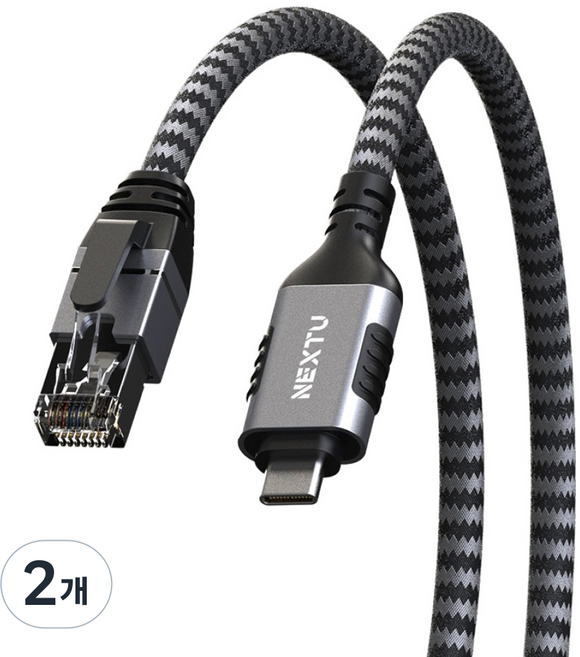 넥스트유 USB3.1 C타입 RJ45 기가비트 유선랜케이블 래카온 3302GTC-RJ45, 실버, 2개, 2m