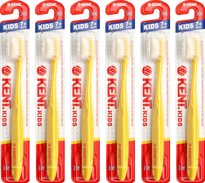 켄트 키즈 초극세모 칫솔, 옐로, 1개입, 6개