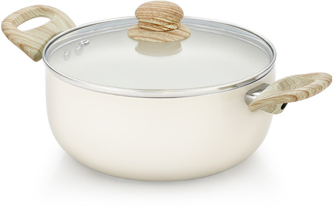 퀸센스 인덕션 양수냄비, 24cm, 크림, 1개