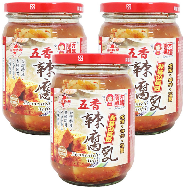 譽方媽媽 五香辣腐乳, 3罐, 460g