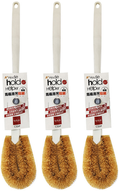 UdiLife 優的生活大師 馬桶清潔棕刷 附吸盤 43 x 7.5cm, 3個