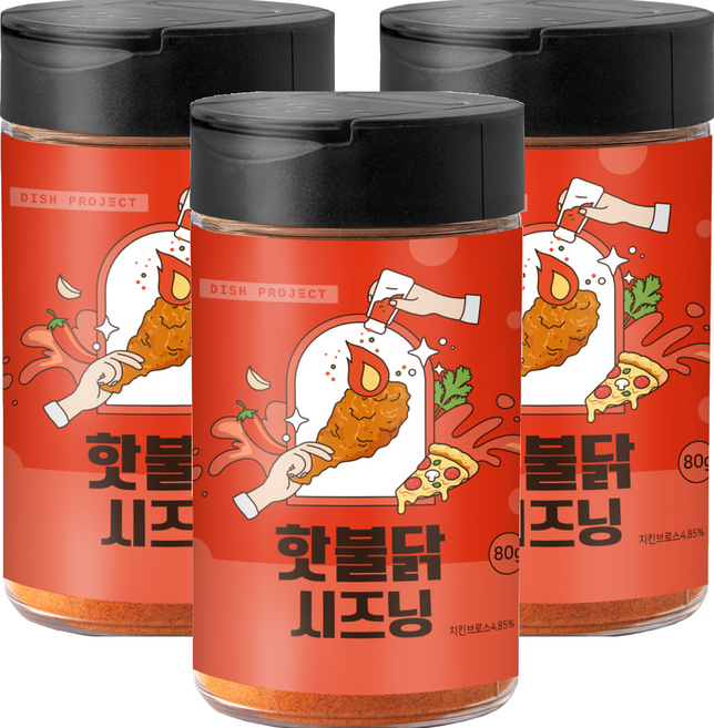 디쉬프로젝트 핫불닭 시즈닝, 80g, 3개
