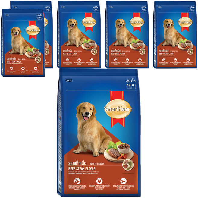 SmartHeart 慧心 成犬配方乾糧, 香嫩牛排風味, 2.6kg, 6袋