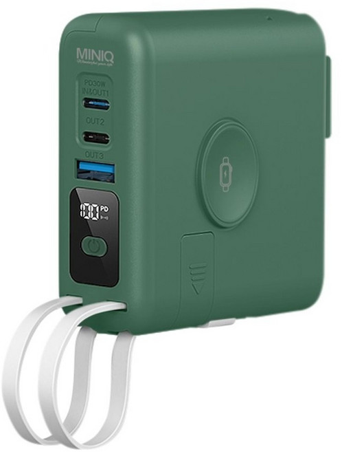 MINIQ 多功能13合1行動電源, MD-BP082-Qi, 軍綠色