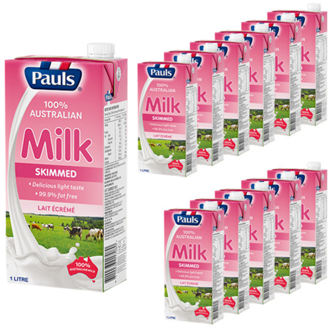 폴스 무지방 멸균우유, 1L, 12개