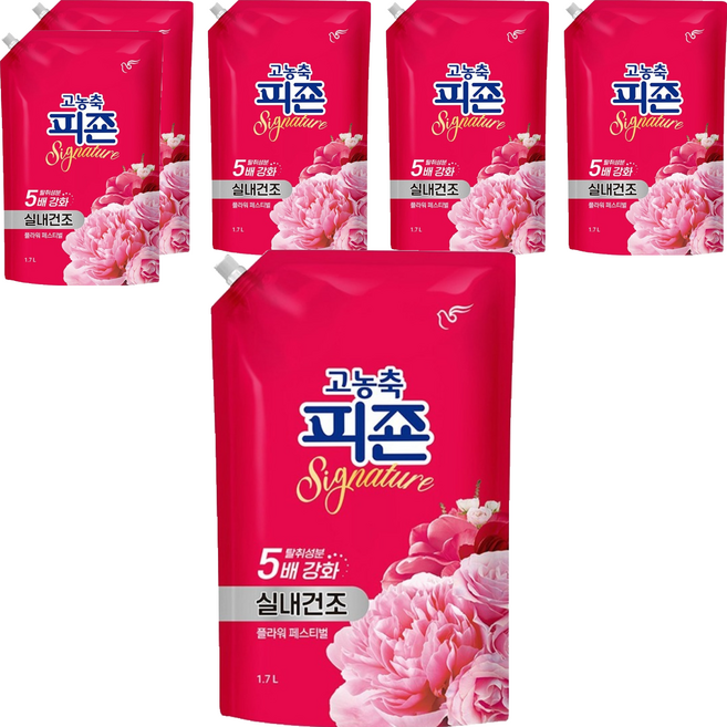 피죤 고농축 실내건조 시그니처 플라워페스티벌 섬유유연제 리필, 1.7L, 6개