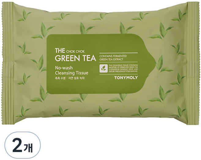 토니모리 더촉촉 그린티 노워시 클렌징 티슈, 20매입, 2개
