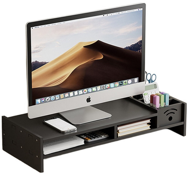 Roadjeong 電腦支架 螢幕增高架 桌上型 49 x 20.4 x 10 cm, 黑色, 1個