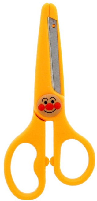 sun-star麵包超人安全剪刀 立體頭 右手用 兒童剪紙好幫手, 黃色, 1支