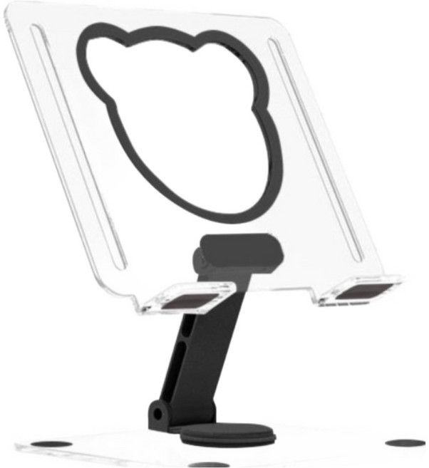 다온셀렉트 귀여운 곰돌이 360도 회전 태블릿 핸드폰 스탠드 거치대, 블랙, 1개