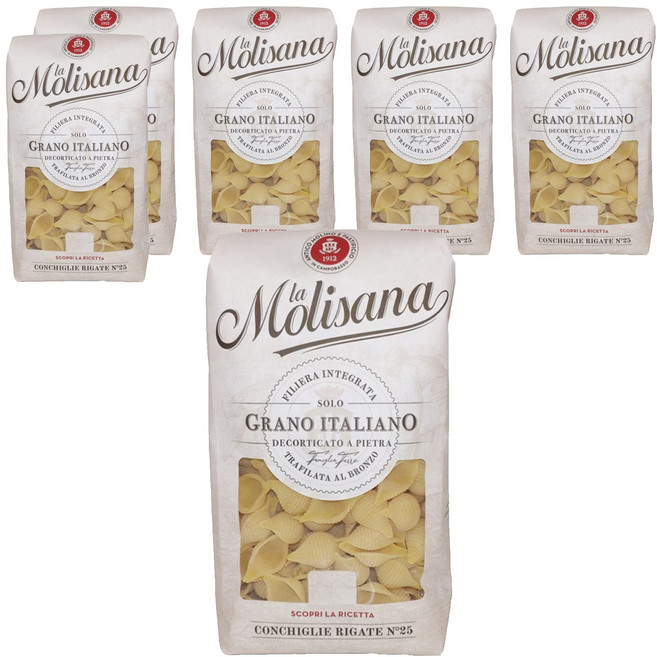 la Molisana 茉莉 石臼碾磨 義大利貝殼麵 n25, 500g, 6包
