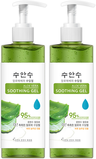 수안수 온천수 알로에베라 수딩젤 펌프형, 400ml, 2개