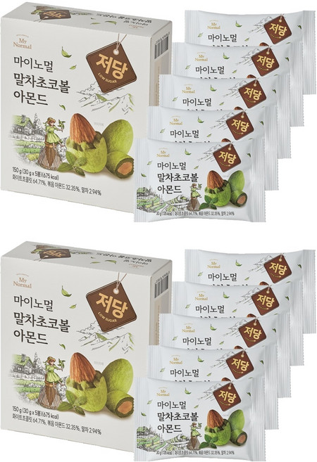마이노멀 저당 아몬드 말차 초코볼 5p, 30g, 2개