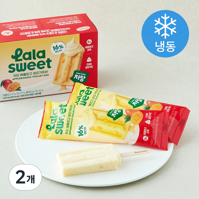 라라스윗 저당 애플망고 생요거트바 아이스크림 (냉동), 2개, 6개입, 70ml
