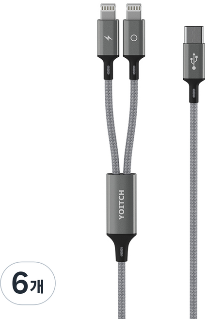 요이치 마운틴 로그C C타입-8핀 2in1 초고속 충전 케이블, 120cm, 6개