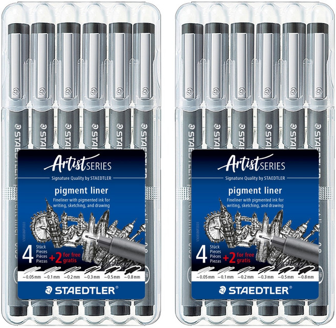 STAEDTLER 施德樓 308 設計代針筆 6件組, 黑色, 2套