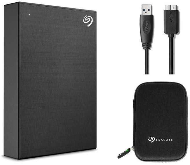 씨게이트 One Touch HDD 외장하드 STKZ4000400 데이터복구+암호화 기능+파우치+USB케이블, 4TB, 블랙