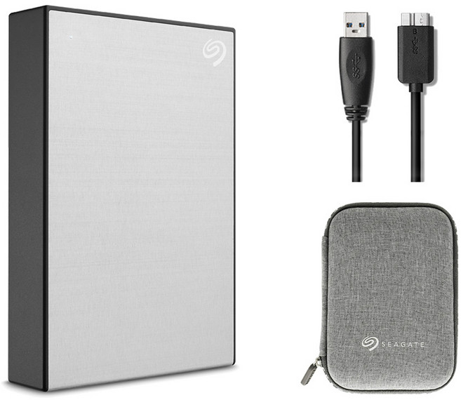 씨게이트 One Touch HDD 외장하드 STKZ4000401 데이터복구+암호화 기능+파우치+USB케이블, 4TB, 실버