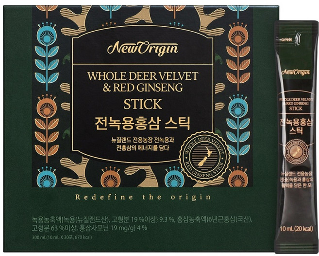 뉴오리진 유한건강생활 전녹용홍삼 스틱 30일분 30p, 300ml, 1개