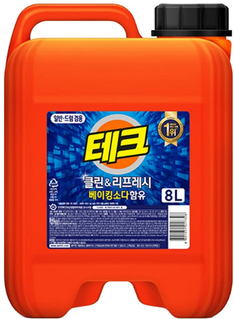 테크 클린앤리프레시 뉴 일반 드럼 겸용 액상세제 본품, 8L, 1개